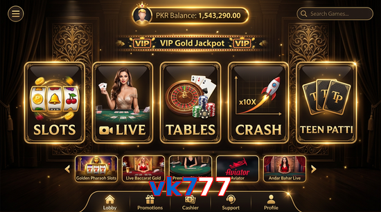 Main screen of Vk777 casino page for PK players